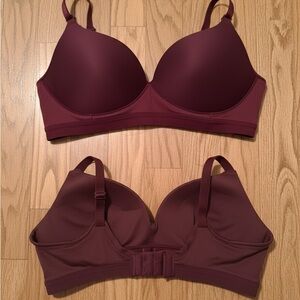 VS Pink Burgundy Bra Set